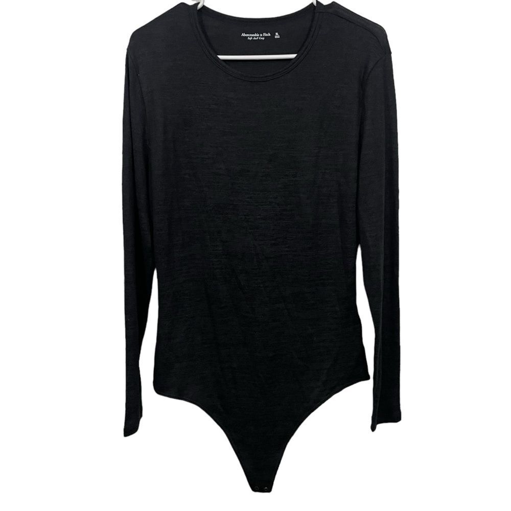 NWT Abercrombie & Fitch Black Cotton Thong Long Sleeve Bodysuit